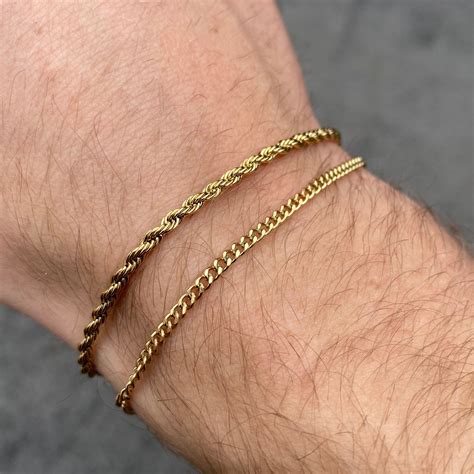 thin gold bracelet for men.